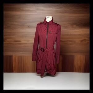 Burberry  Of London Front Zip Trench Coat Burgundy Mid Thigh Length women 6